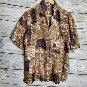 Options Melrose Multicolor Short Sleeve Button Down Collared Shirt Size M